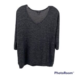 Torrid Gray V-Neck Pullover Sweater Over Sized Comfy 3/4 Sleeve Plus Size XS
